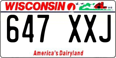 WI license plate 647XXJ