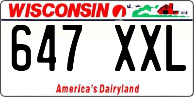 WI license plate 647XXL