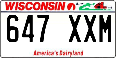 WI license plate 647XXM