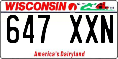 WI license plate 647XXN