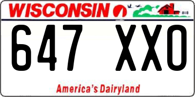 WI license plate 647XXO