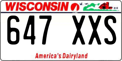 WI license plate 647XXS