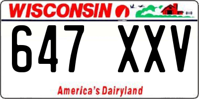 WI license plate 647XXV