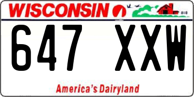 WI license plate 647XXW