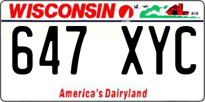 WI license plate 647XYC