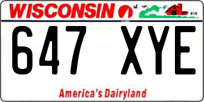 WI license plate 647XYE