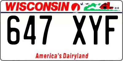 WI license plate 647XYF