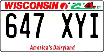 WI license plate 647XYI