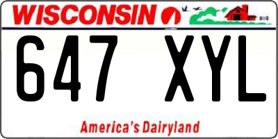 WI license plate 647XYL