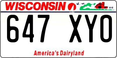 WI license plate 647XYO