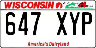 WI license plate 647XYP