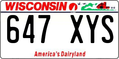 WI license plate 647XYS