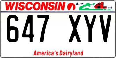 WI license plate 647XYV