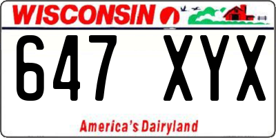WI license plate 647XYX