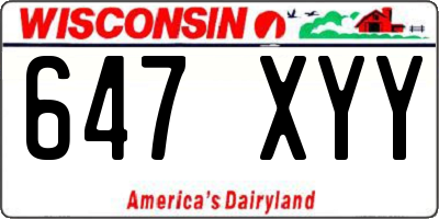 WI license plate 647XYY