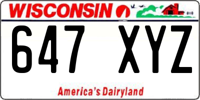 WI license plate 647XYZ