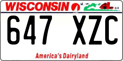 WI license plate 647XZC