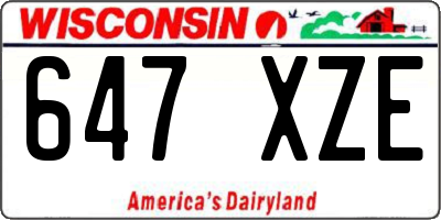 WI license plate 647XZE