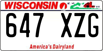 WI license plate 647XZG