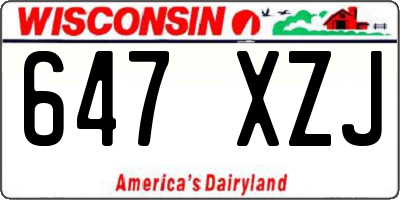 WI license plate 647XZJ
