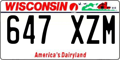 WI license plate 647XZM