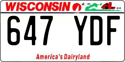 WI license plate 647YDF