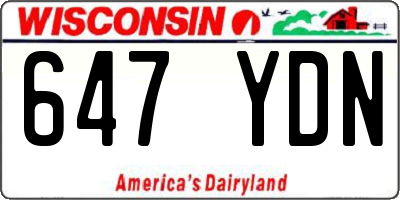 WI license plate 647YDN