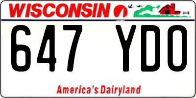 WI license plate 647YDO