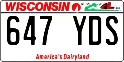 WI license plate 647YDS