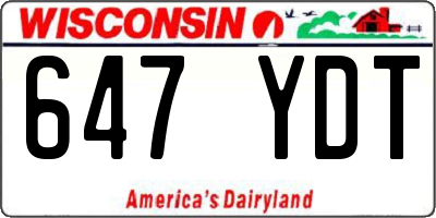 WI license plate 647YDT