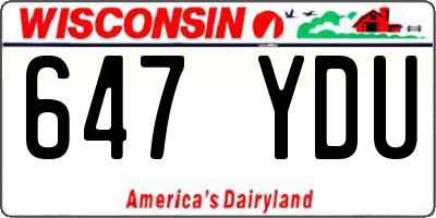 WI license plate 647YDU