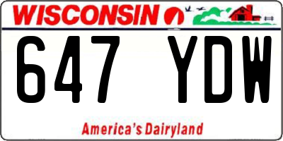 WI license plate 647YDW