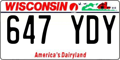 WI license plate 647YDY