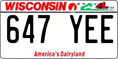 WI license plate 647YEE