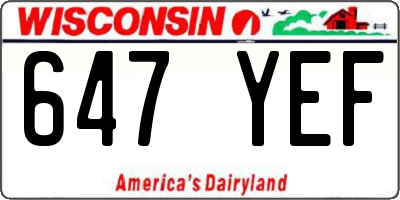 WI license plate 647YEF