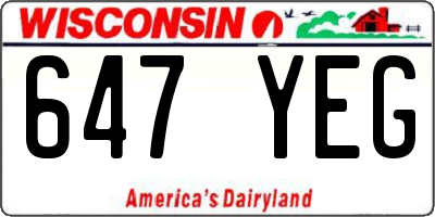 WI license plate 647YEG