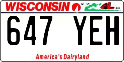 WI license plate 647YEH