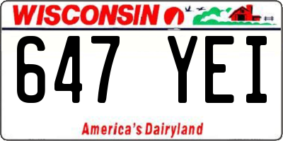 WI license plate 647YEI