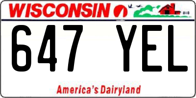 WI license plate 647YEL