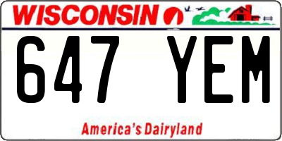 WI license plate 647YEM