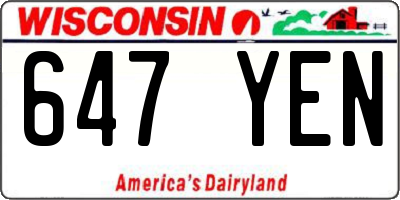 WI license plate 647YEN