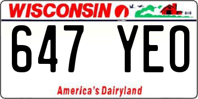 WI license plate 647YEO