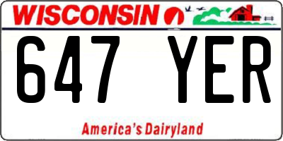 WI license plate 647YER