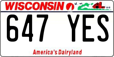 WI license plate 647YES