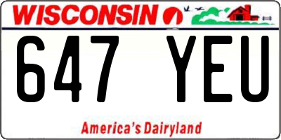 WI license plate 647YEU