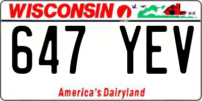 WI license plate 647YEV