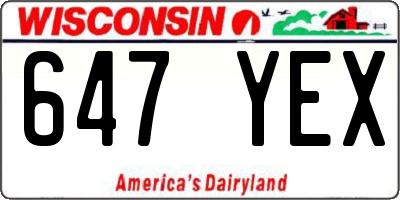 WI license plate 647YEX