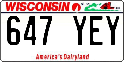 WI license plate 647YEY