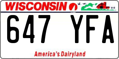 WI license plate 647YFA