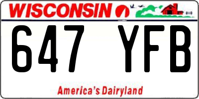 WI license plate 647YFB